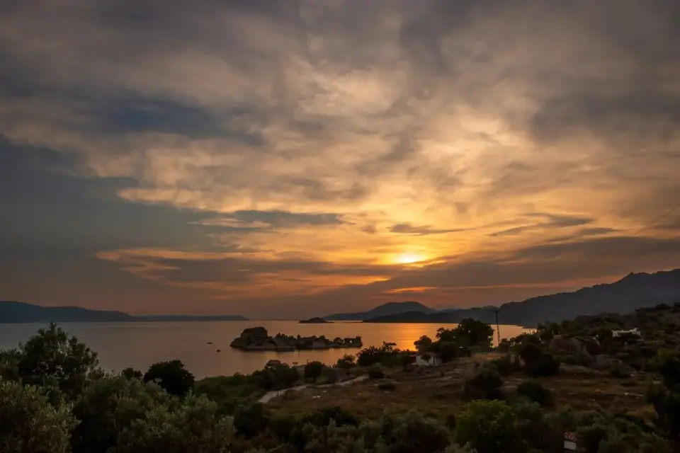 Aegean sunset (illustrative)
